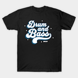 DRUM AND BASS  - Junglist Retro Font (White/Blue) T-Shirt